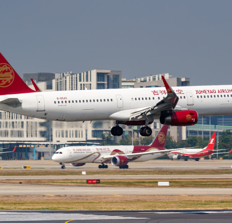 a group of airplanes taking off