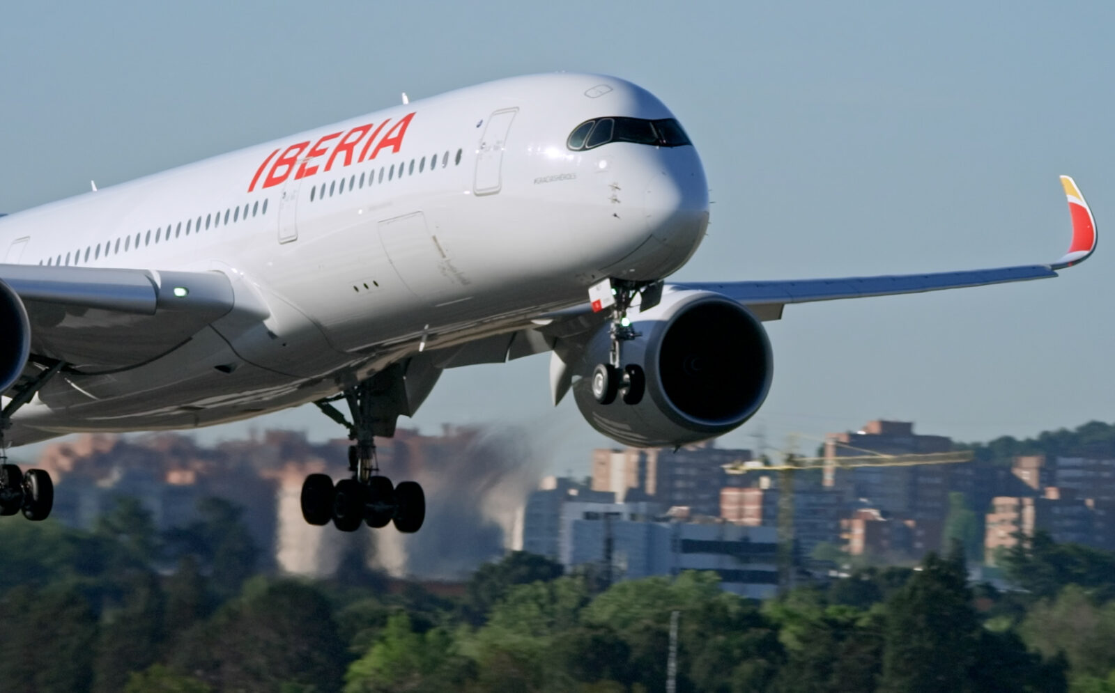 a plane taking off from the ground