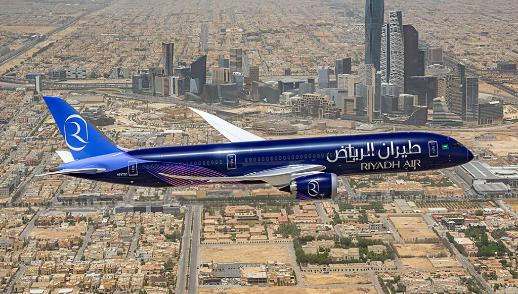 a plane flying over a city