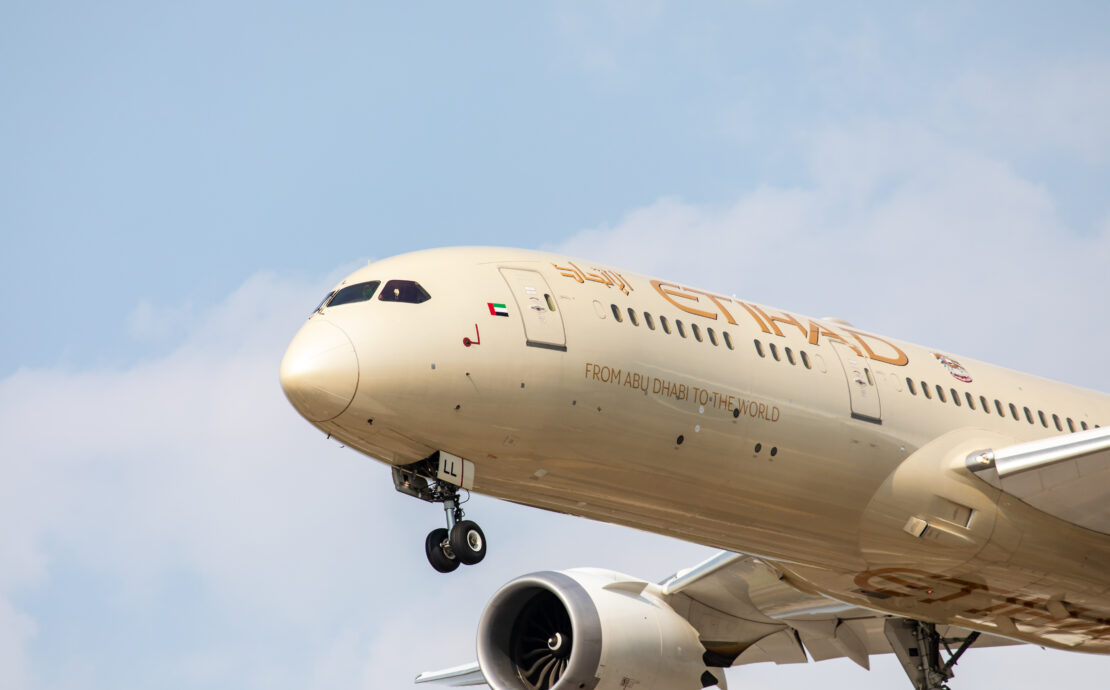 a close up of an airplane