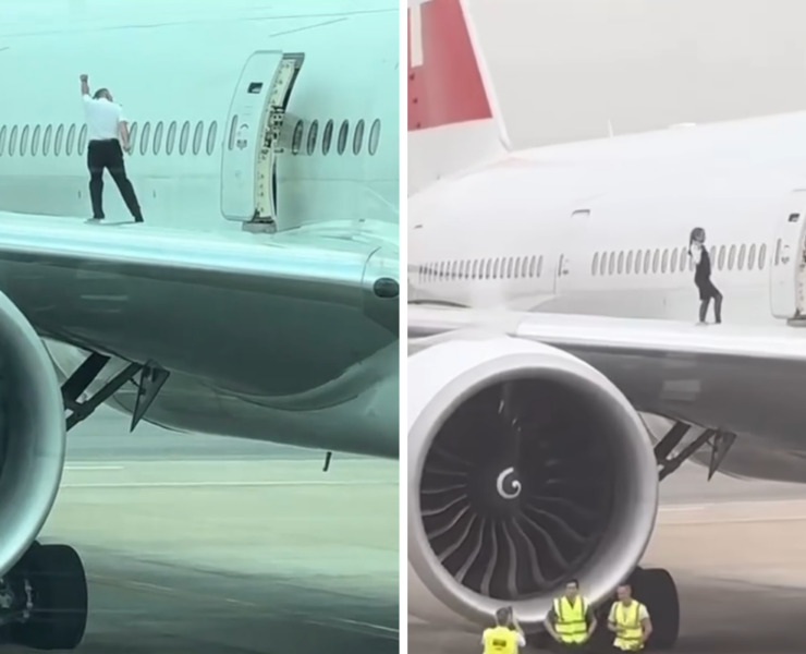 a man standing on a plane