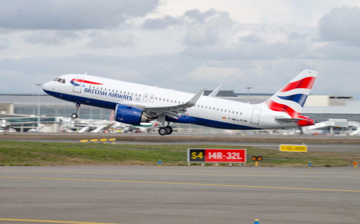 a plane taking off from a runway