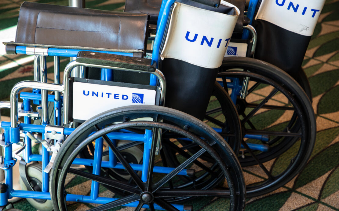 a group of wheelchairs on a carpet
