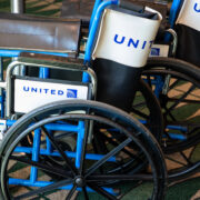 a group of wheelchairs on a carpet