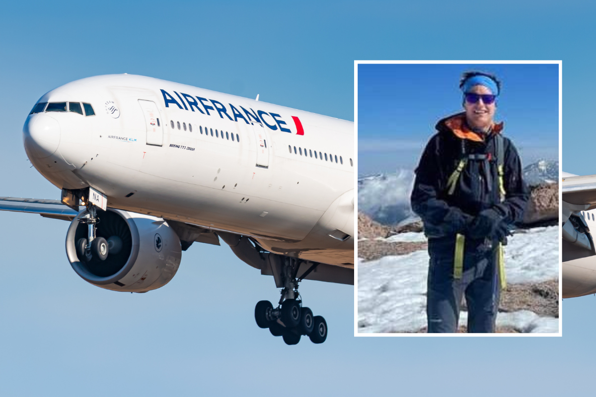 a collage of a man and a plane