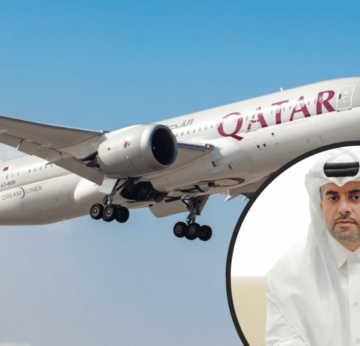 a man in a white robe flying in the air with a plane in the background