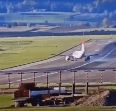 a plane on a runway