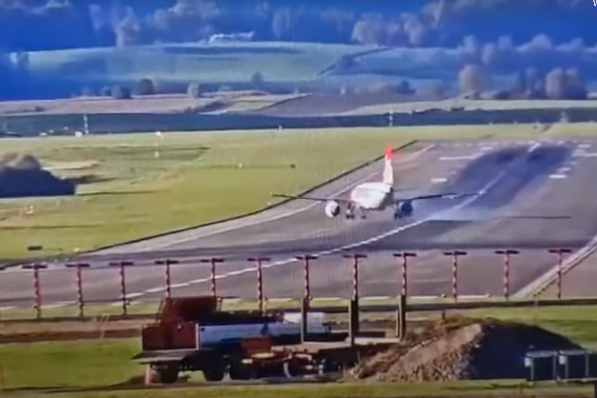 a plane on a runway