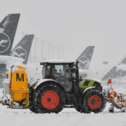 a tractor in the snow