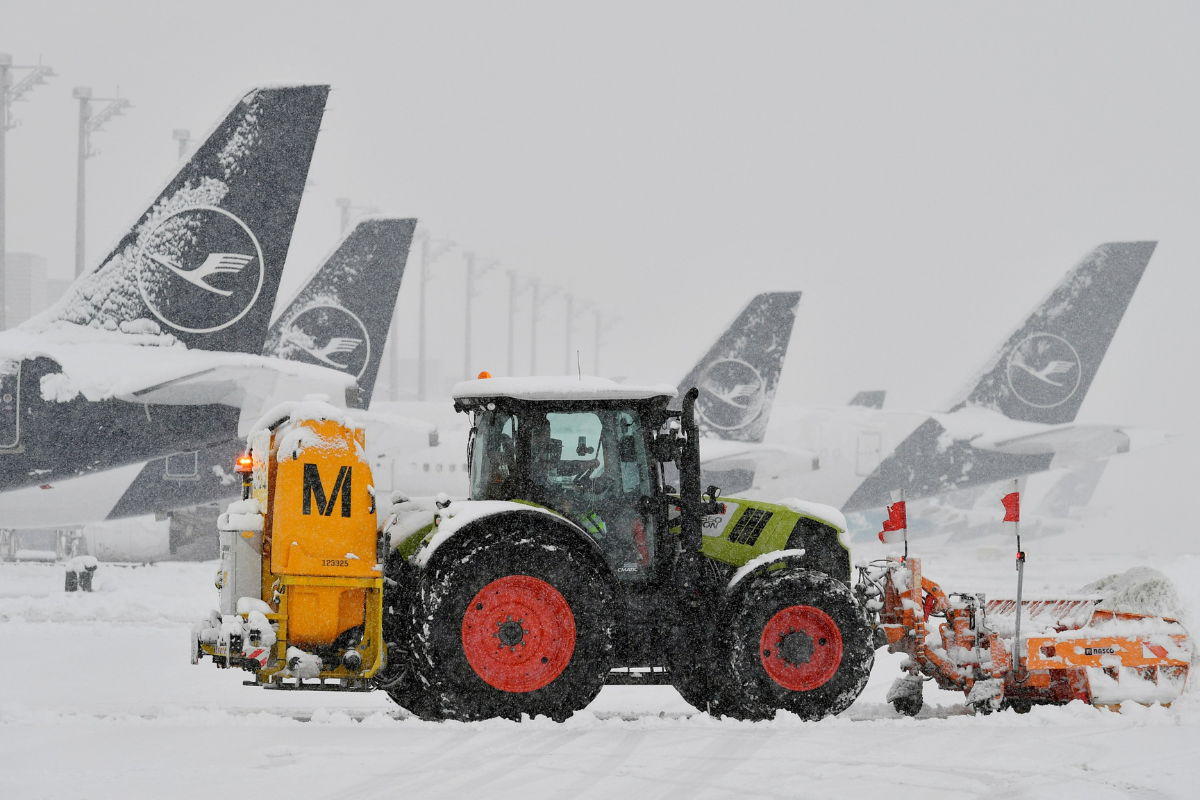 a tractor in the snow