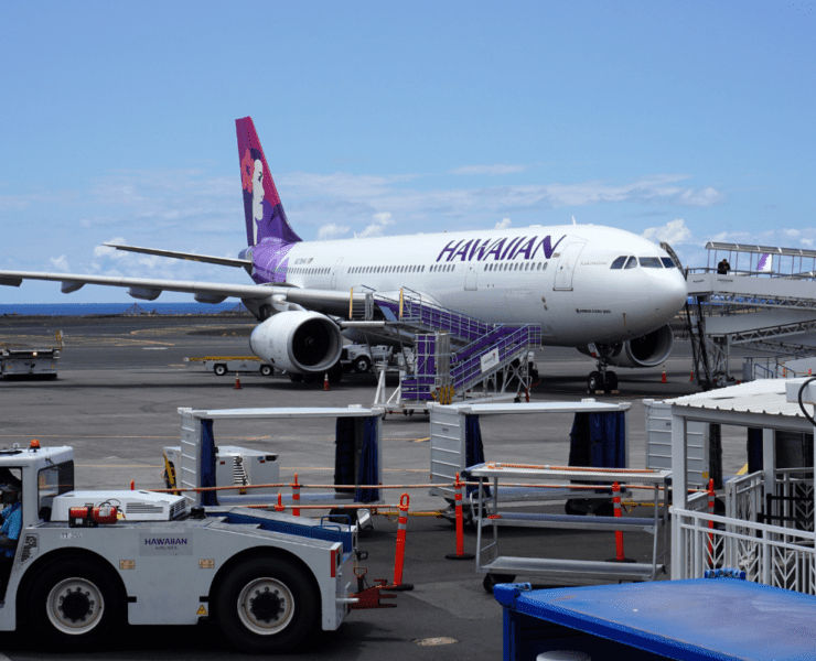 a large airplane parked at an airport