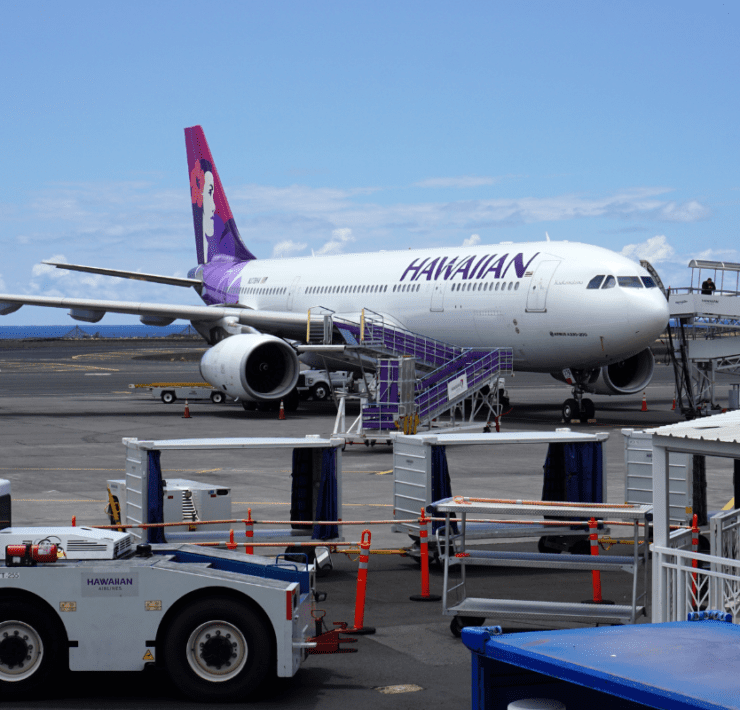 a large airplane parked at an airport