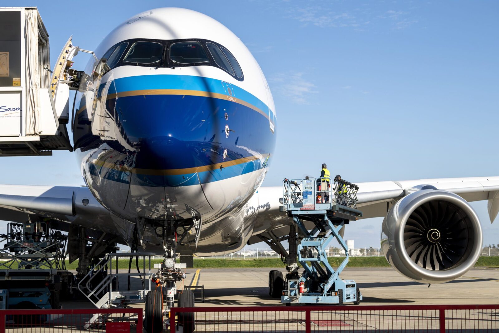 a large airplane on the runway