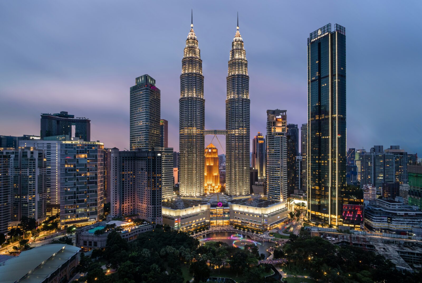 Petronas Towers skyline with tall buildings