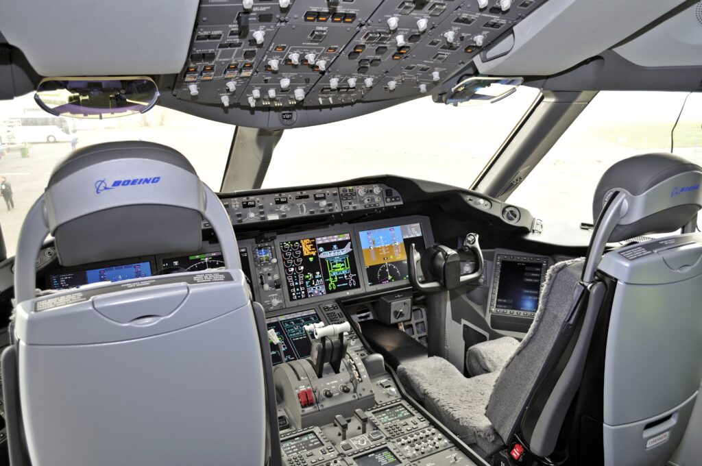 the cockpit of an airplane