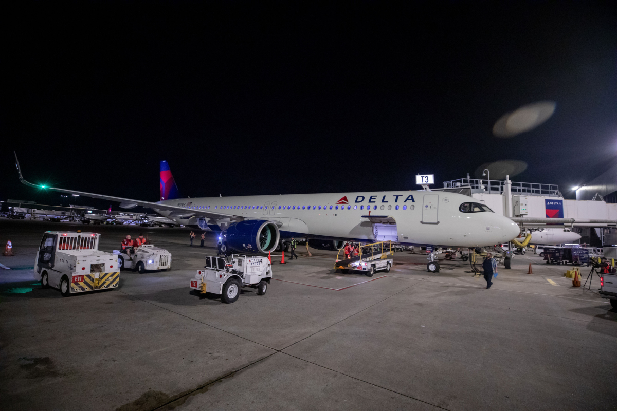 a large airplane at an airport