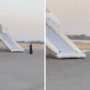 a slide on an airplane
