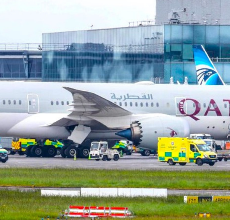 a plane parked on the runway