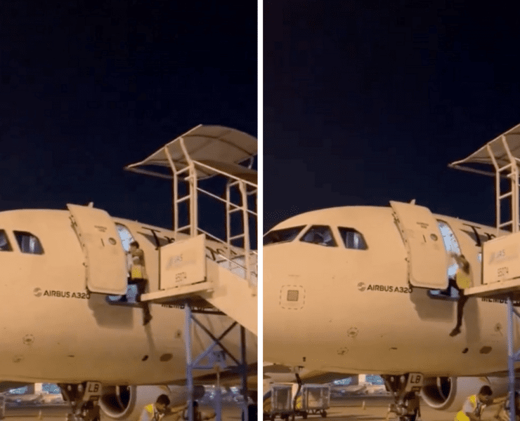 a man standing on a plane