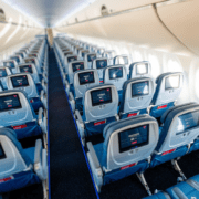 rows of seats in an airplane