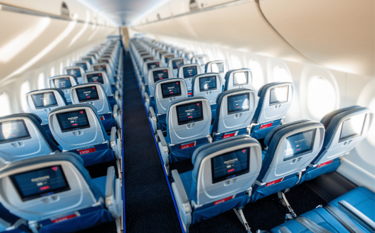 rows of seats in an airplane