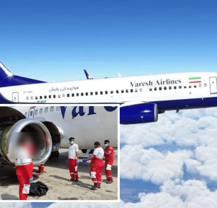 a group of people in red and blue uniforms standing next to an airplane
