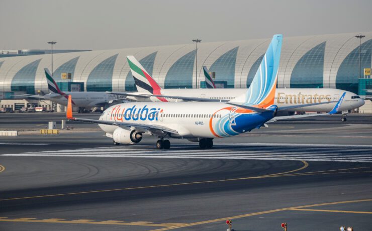 a plane on the runway