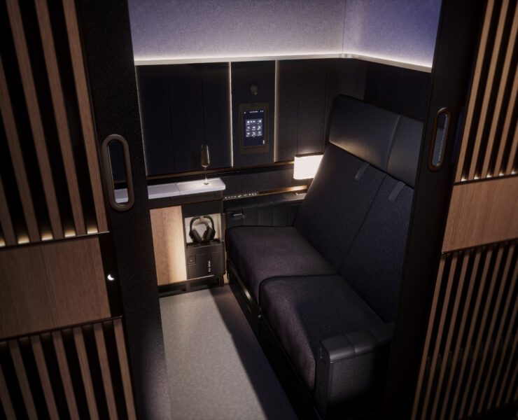 a room with a couch and a sink