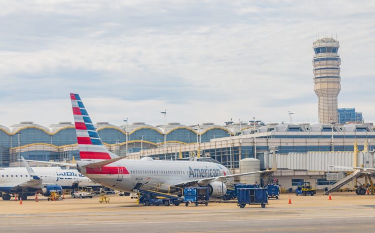 an airplane parked at an airport