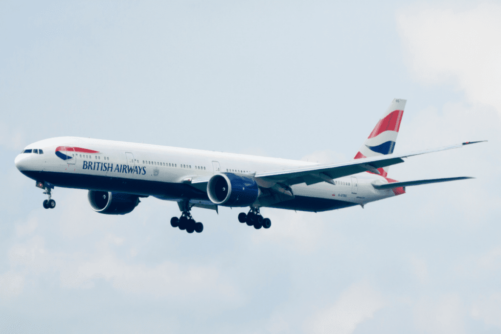 a photo of a British Airways Boeing 777-300 which is being used to illustrate the following story: British Airways Boeing 777 makes emergency diversion after bird strike damages engines