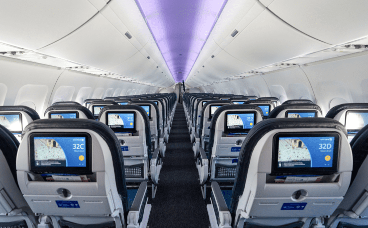 rows of seats in an airplane