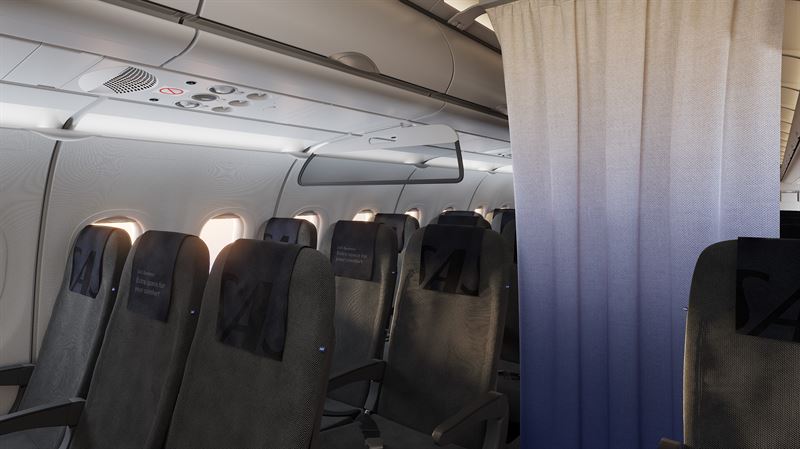 a row of seats in an airplane