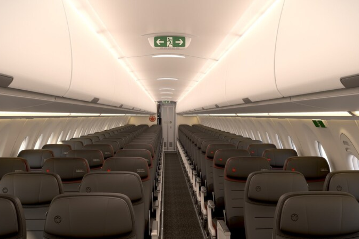 a row of seats in an airplane