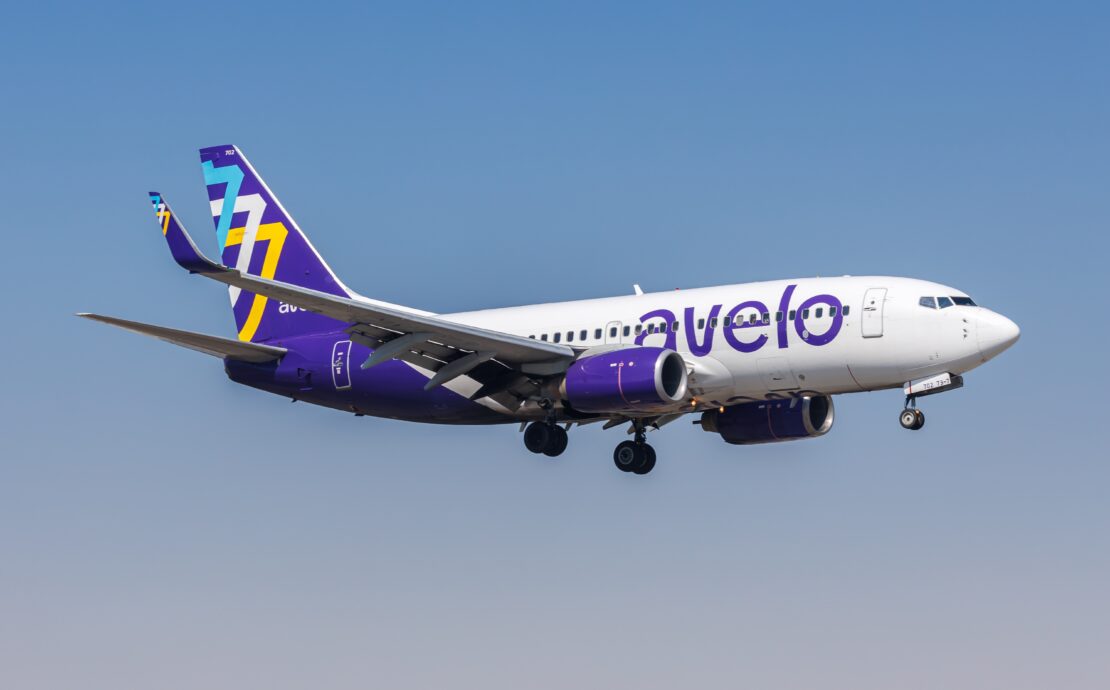 Avelo Airlines Boeing 737 flying in the sky