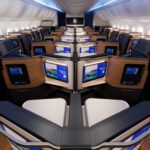 A CGI image of the inside of United's new Polaris cabin on Boeing 787-9 Dreamliners