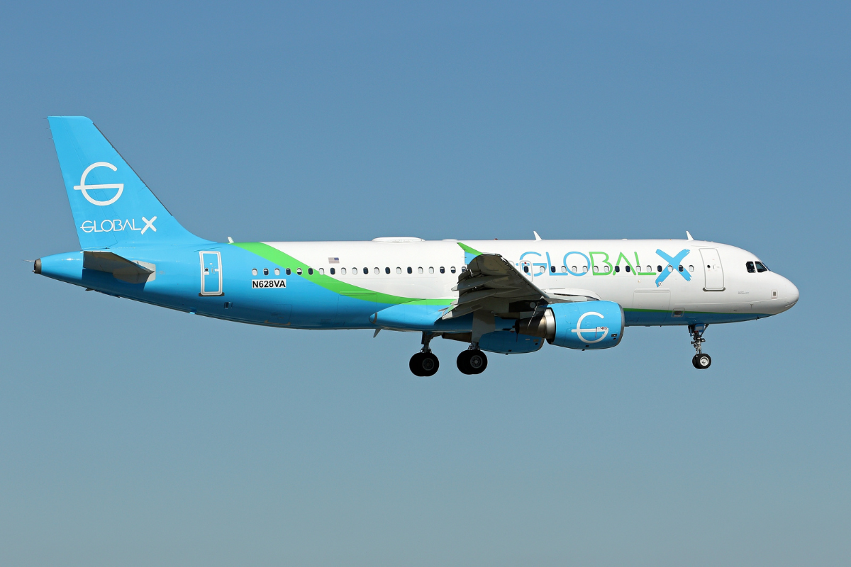 A GlobalX Airbus A320 - the charter airline was involved in the deportation of immigrants to a notorious jail in El Salvador
