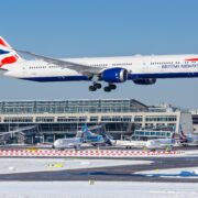 a plane taking off from a runway