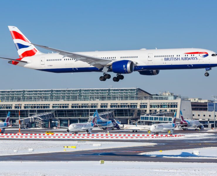 a plane taking off from a runway