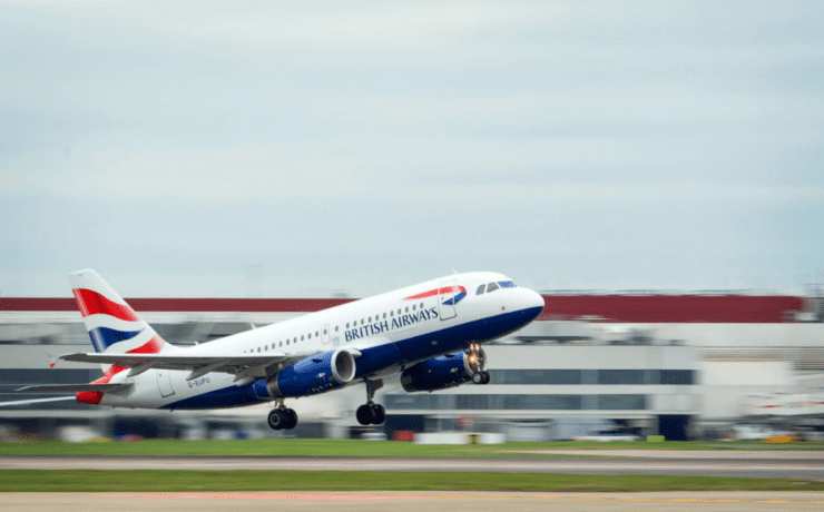 a plane taking off from a runway