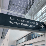A Customs and Border Protection sign at the Miami International Airport