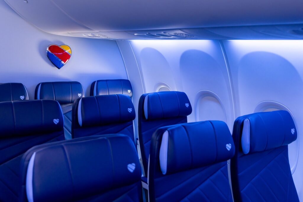 Southwest Airlines seats and heart logo