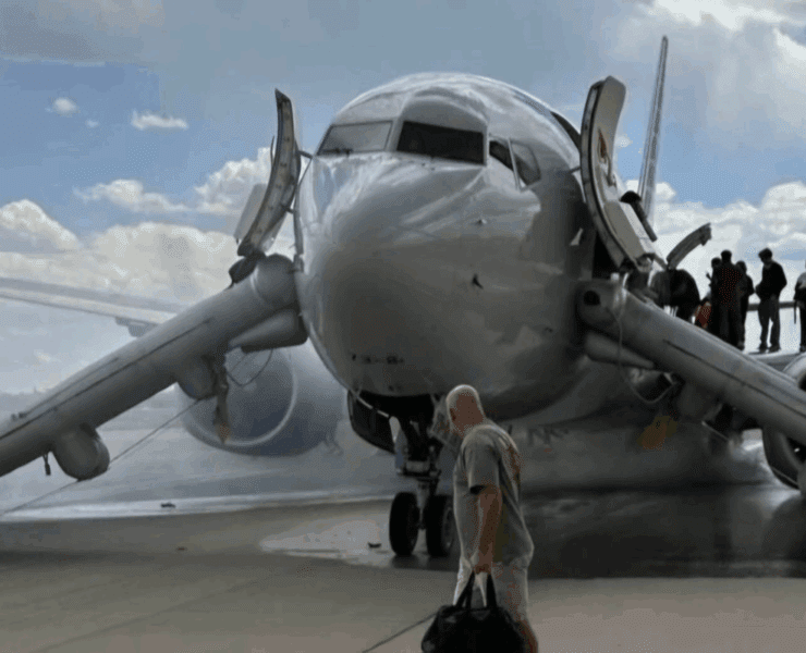 a man walking towards an airplane