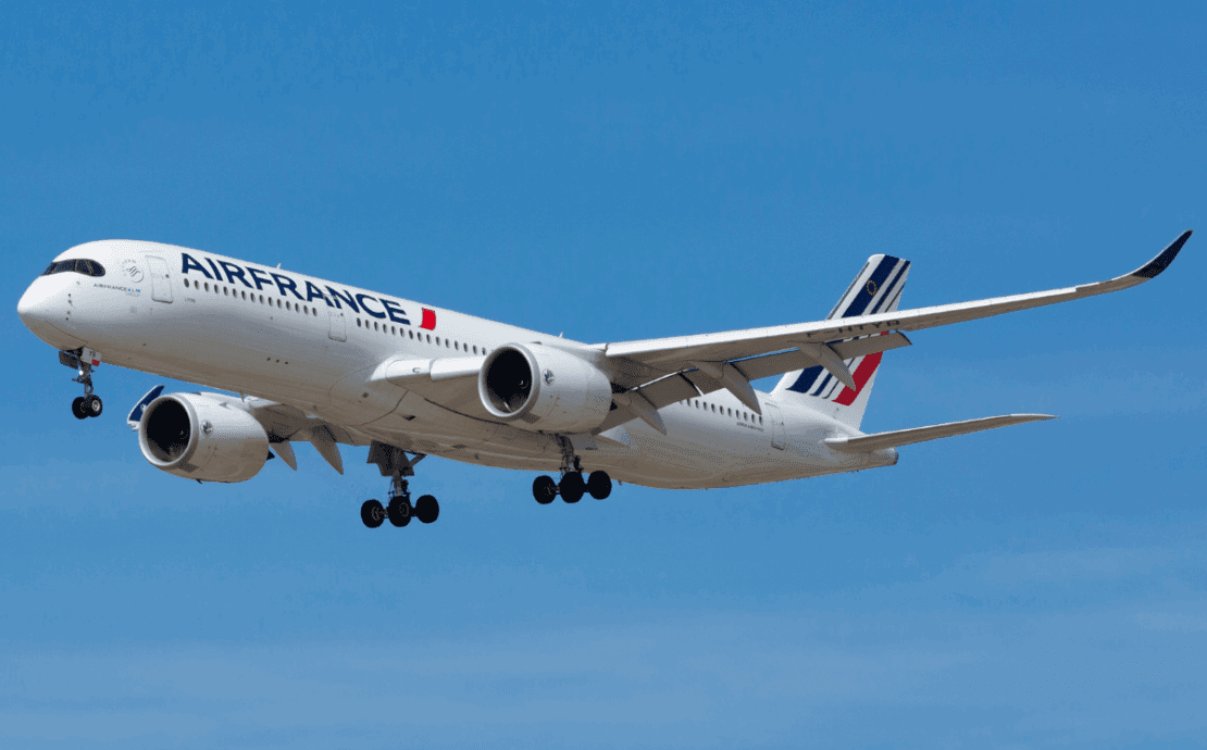 An Air France Airbus A350 flying in the sky