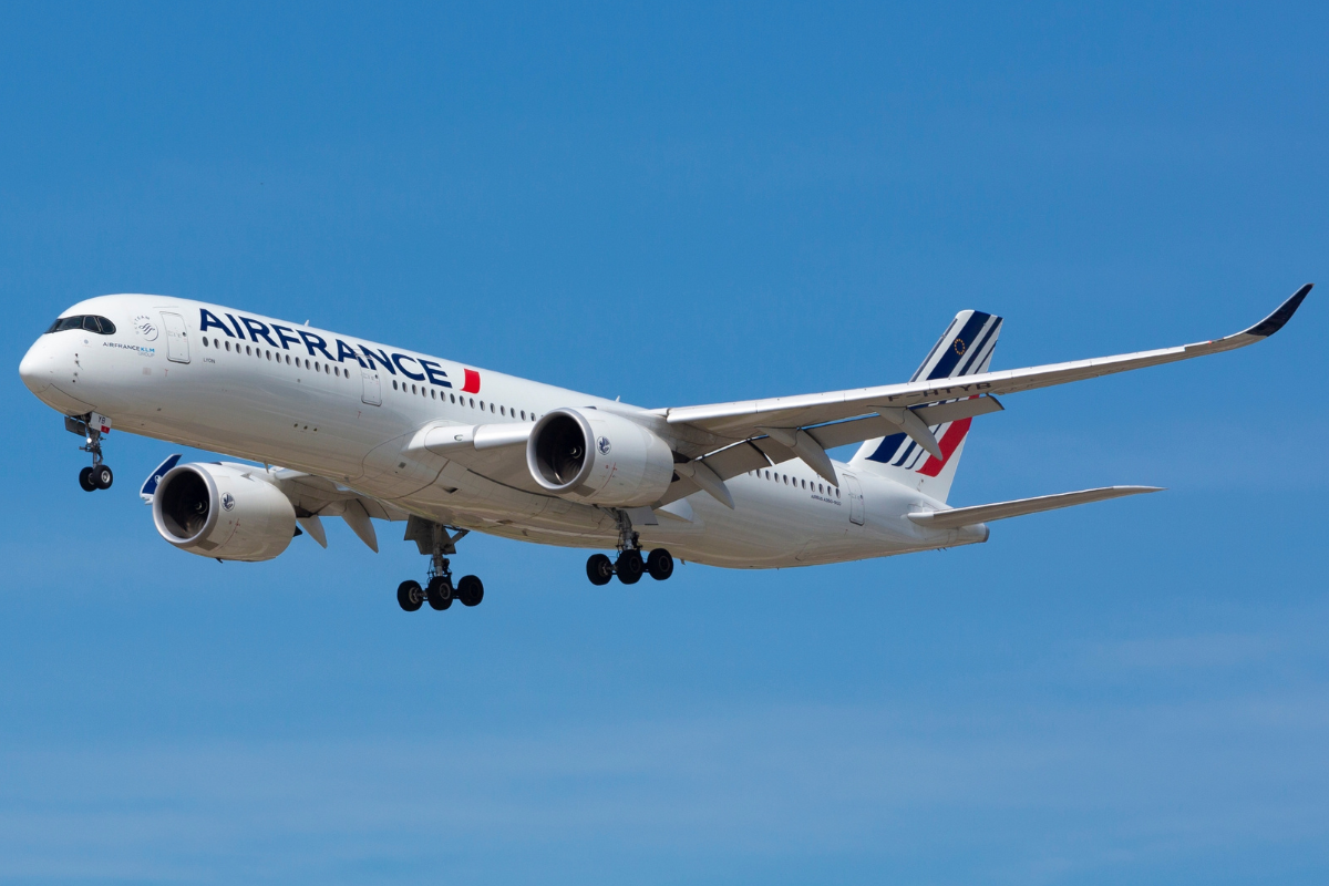 An Air France Airbus A350 flying in the sky