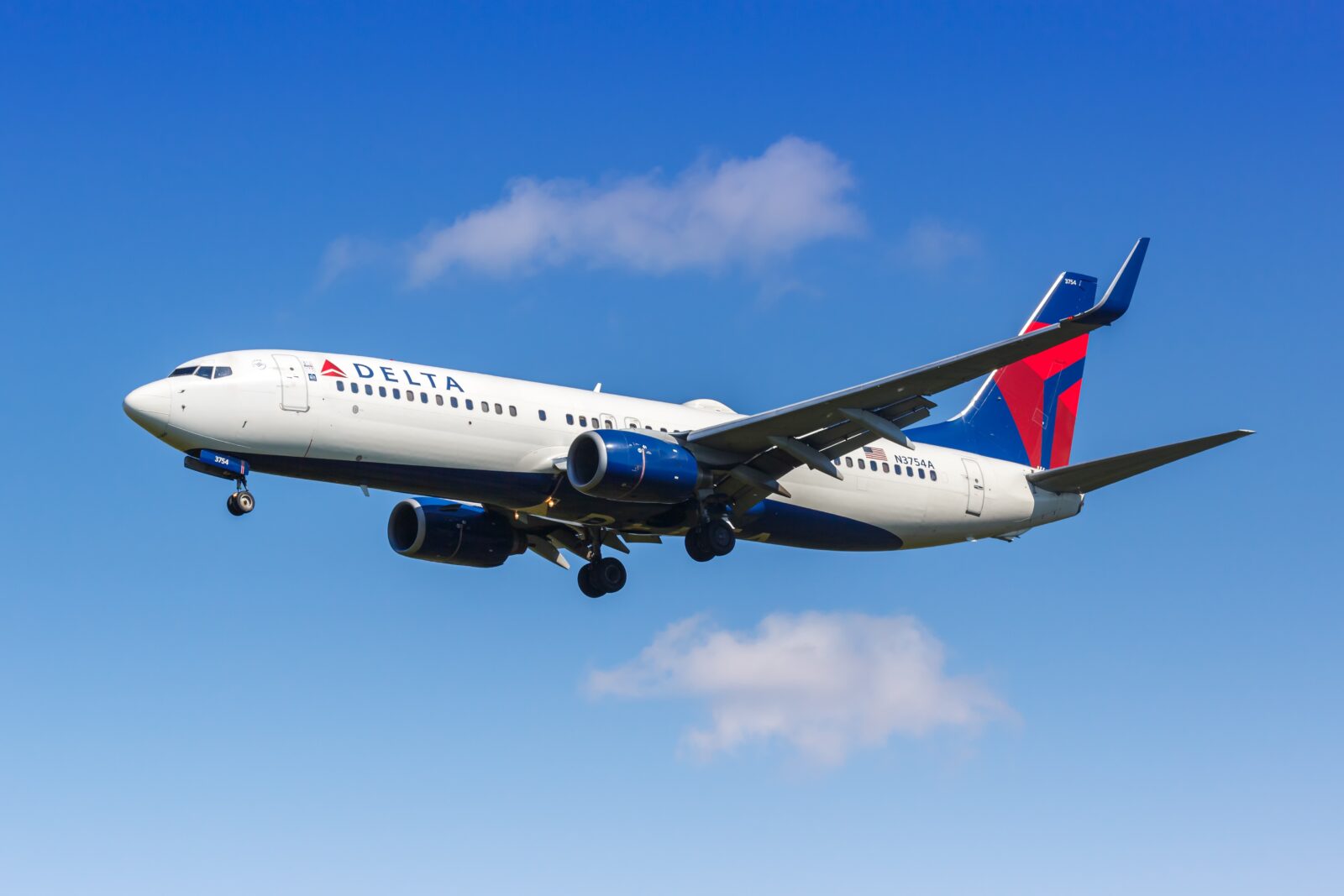 A Delta Air Lines Boeing 737 flying in the sky