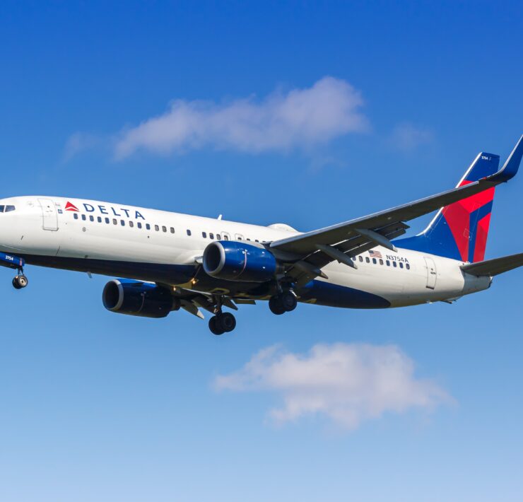 A Delta Air Lines Boeing 737 flying in the sky