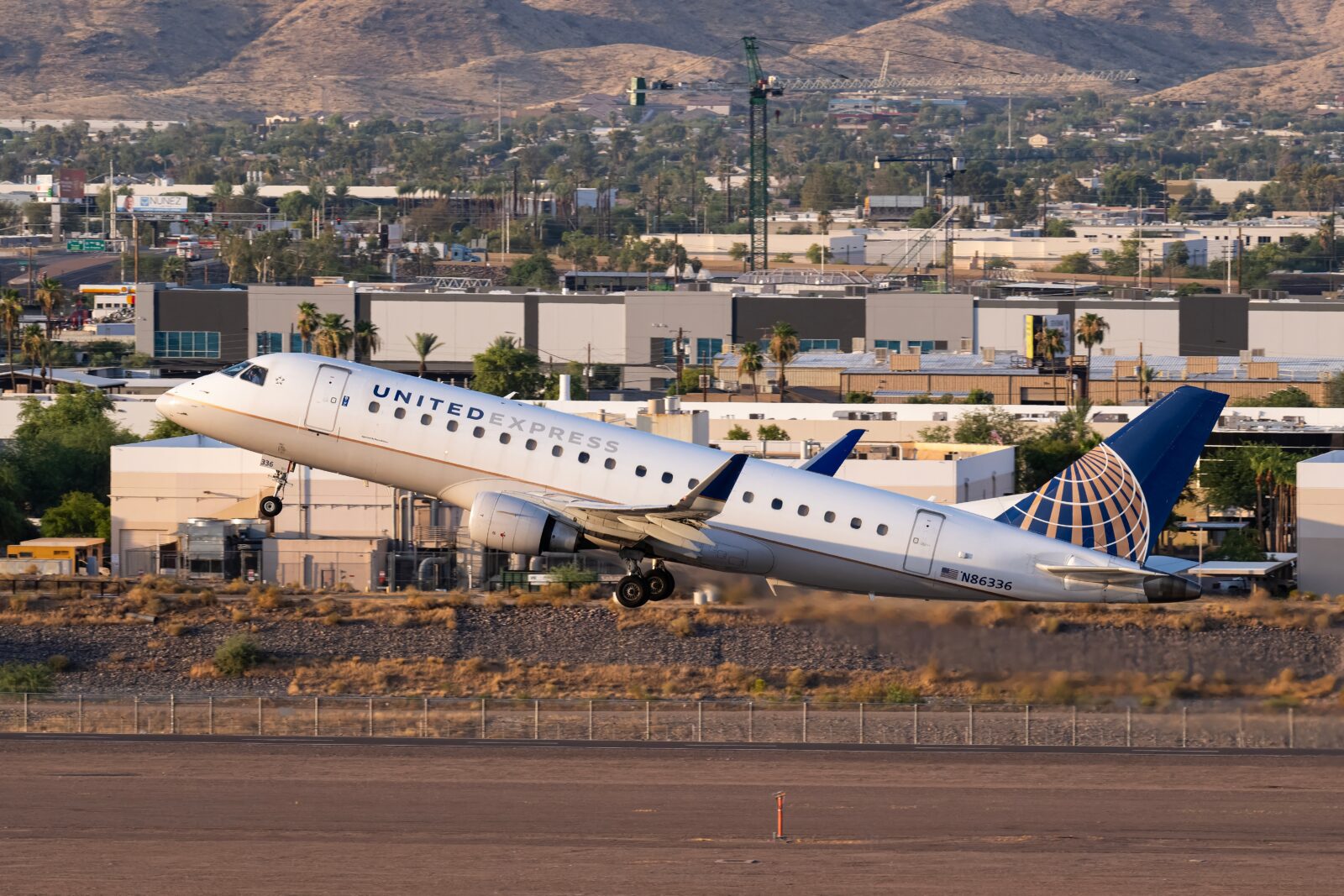 a plane taking off from a runway
