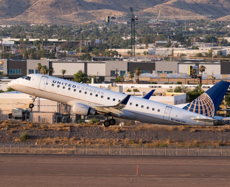 a plane taking off from a runway