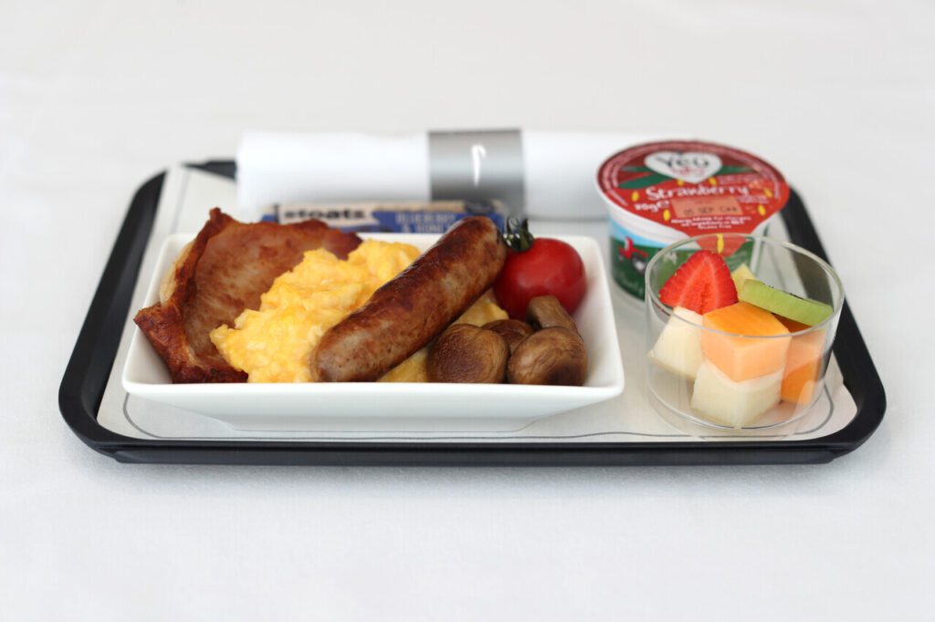 a british airways club europe meal tray