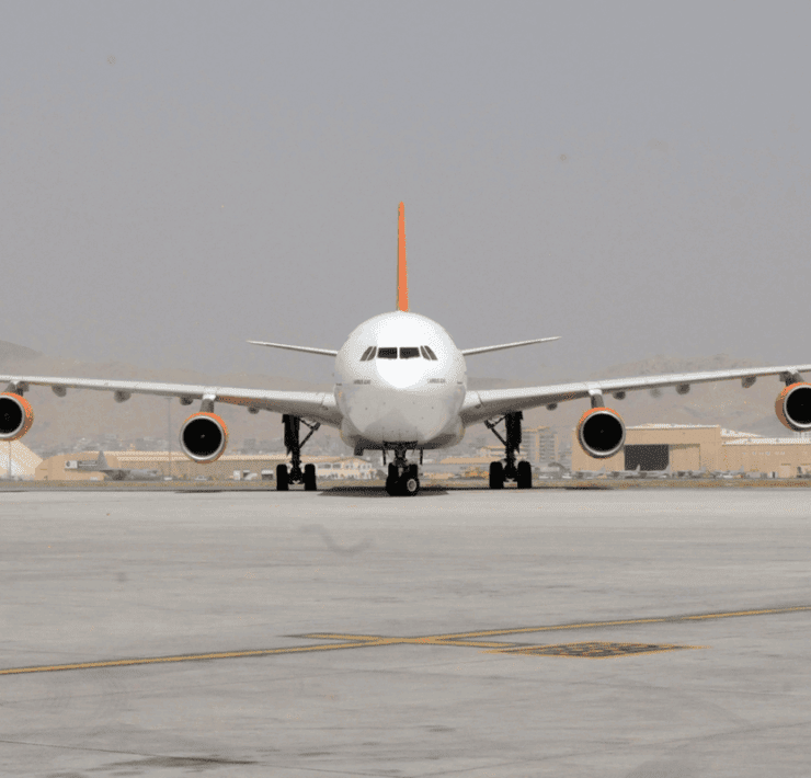 the front of a kam air airbus a340
